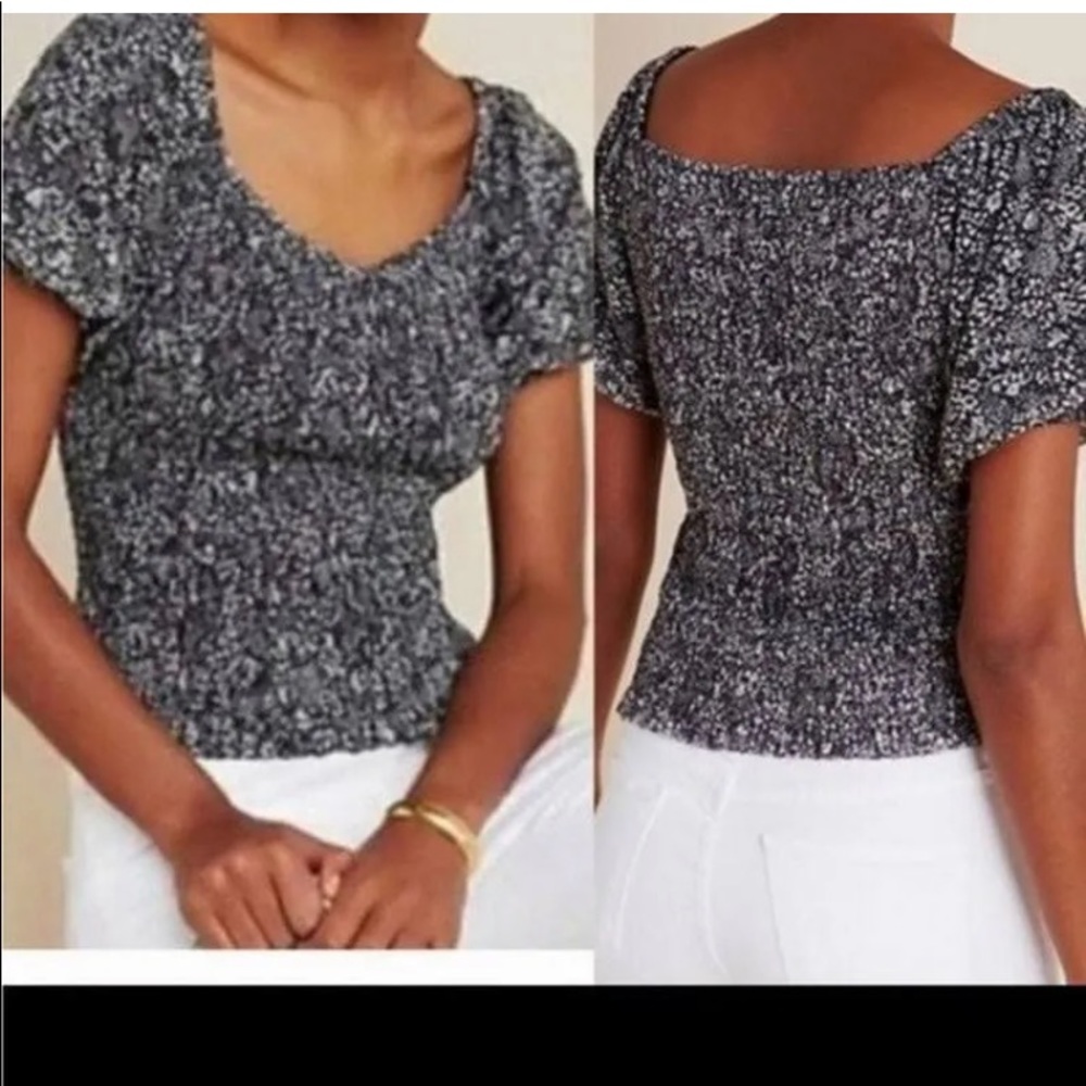 Anthropologie mesh smocked top